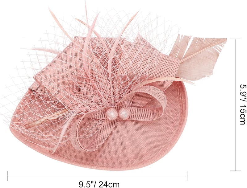 DRESHOW قبعة زينة مزينة بالريش للنساء مع مشبك زهور لحفلات الشاي - Image 4
